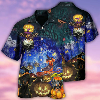 Halloween Dachshund And Dogs - Hawaiian Shirt - Owls Matrix LTD