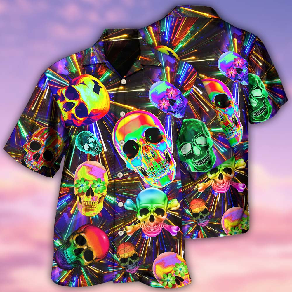 Skull Smile Happy And Fullcolor - Hawaiian Shirt - Owls Matrix LTD