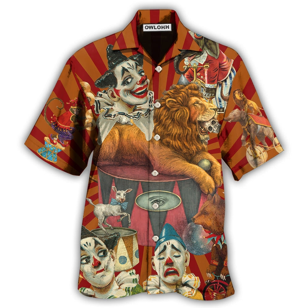 Hawaiian Shirt / Adults / S Clown Funny Happy Lion - Hawaiian Shirt - Owls Matrix LTD
