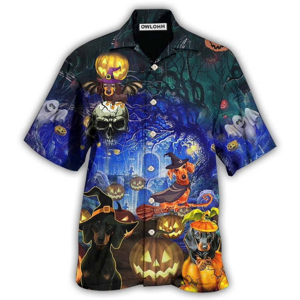 Hawaiian Shirt / Adults / S Halloween Dachshund And Dogs - Hawaiian Shirt - Owls Matrix LTD