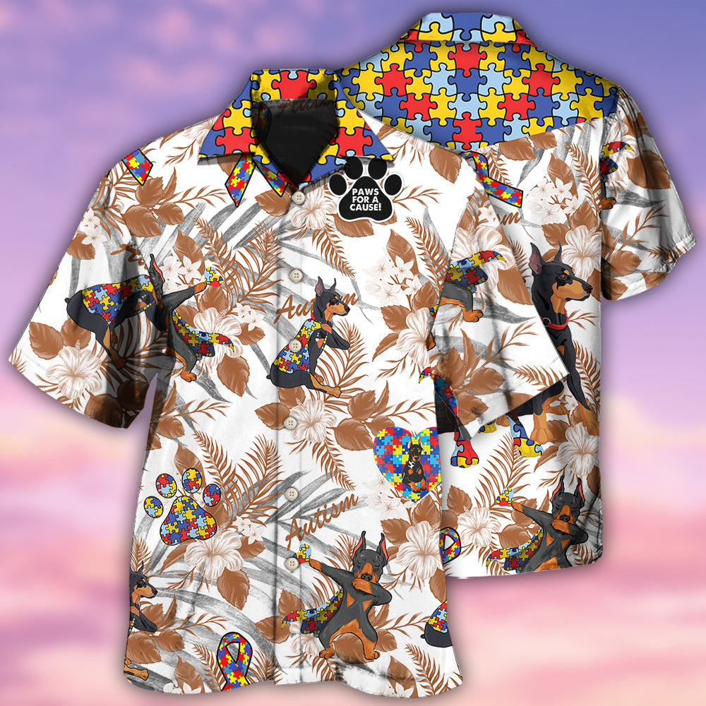 Doberman Autism With Serious Style - Hawaiian Shirt - Owls Matrix LTD