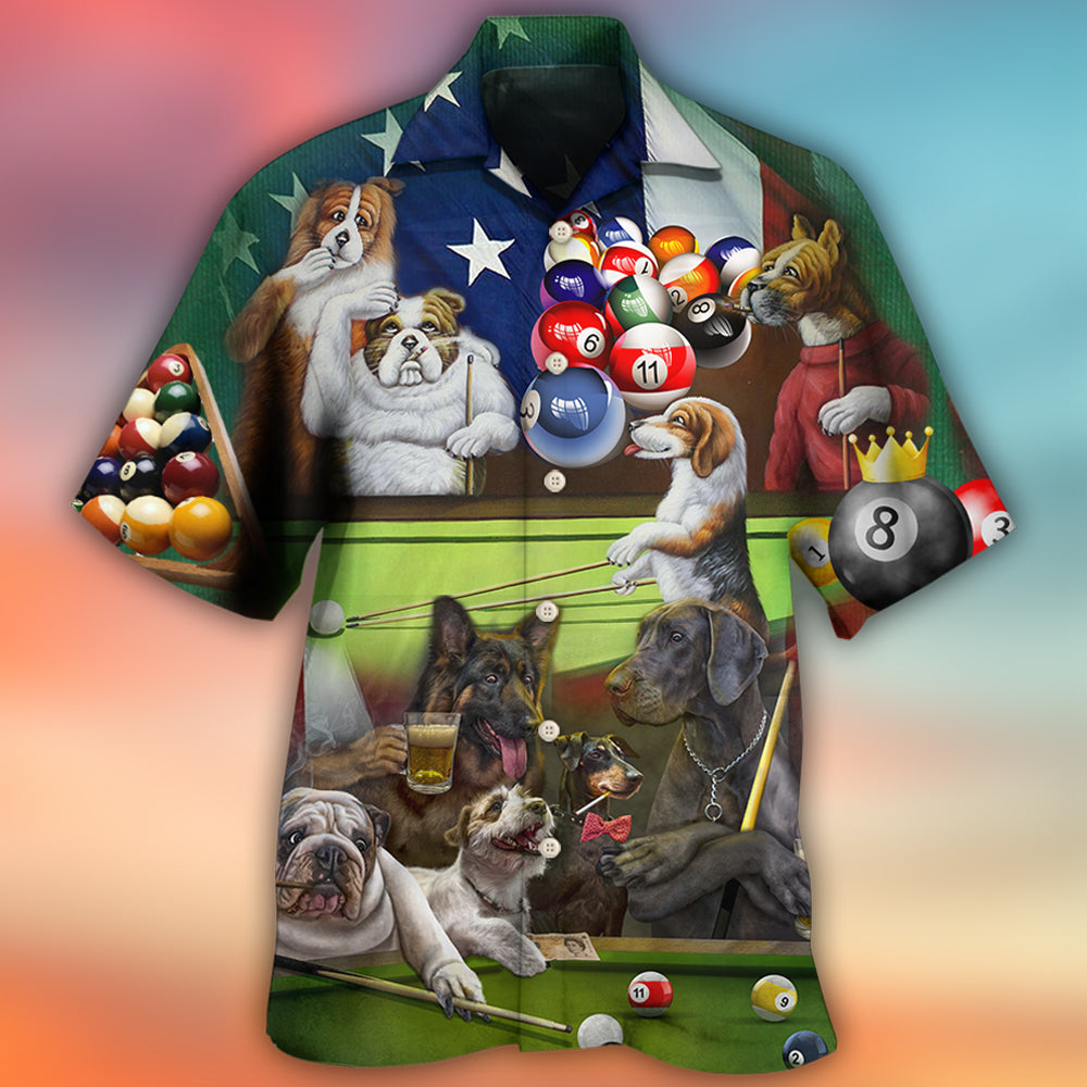 Billiard Independence Day Funny Dogs - Hawaiian Shirt - Owls Matrix LTD