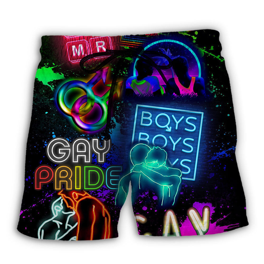 Beach Short / Adults / S LGBT Gay Neon Art Gay Pride - Beach Short - Owls Matrix LTD