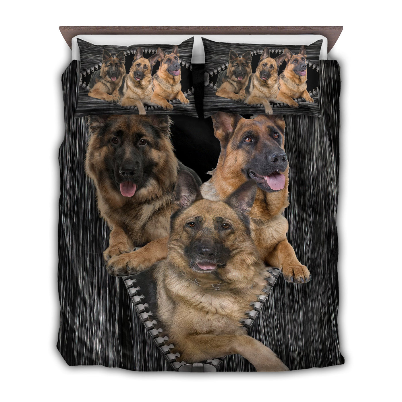 US / Twin (68" x 86") German Shepherd Dog Family Amazing Zip - Bedding Cover - Owls Matrix LTD