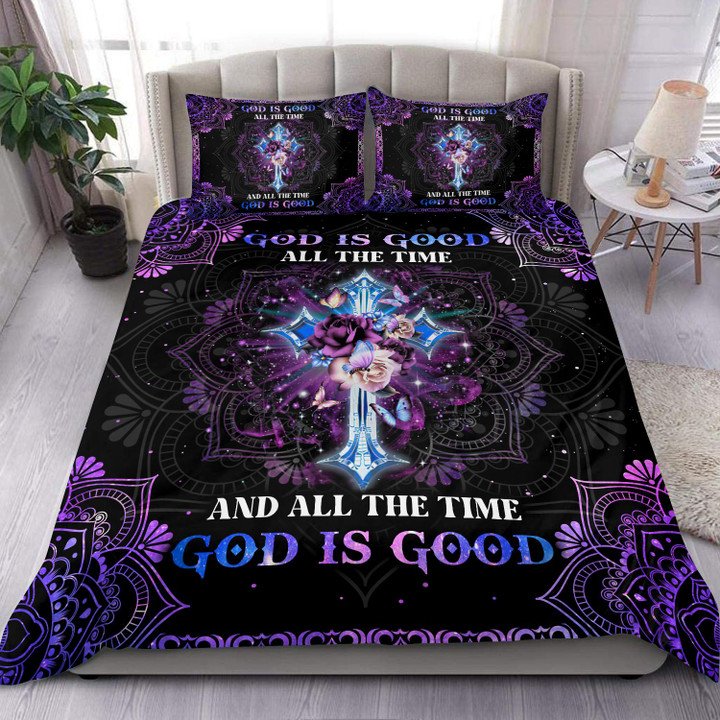 God Is Good All The Time Christian Purple - Bedding Cover - Owls Matrix LTD