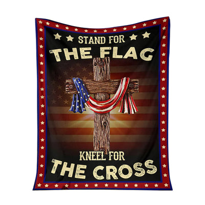 50" x 60" God Stand For The Flag Independence Day Christian - Flannel Blanket - Owls Matrix LTD