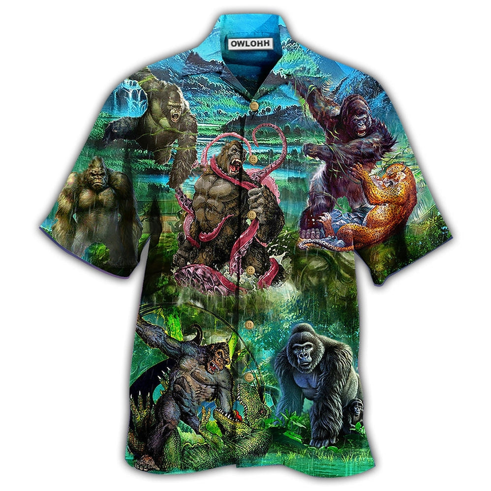 Hawaiian Shirt / Adults / S Gorilla Is The King Of The Jungle Cool - Hawaiian Shirt - Owls Matrix LTD