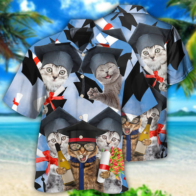 Hawaiian Shirt / Adults / S Cat Graduation Cute Cat - Hawaiian Shirt - Owls Matrix LTD
