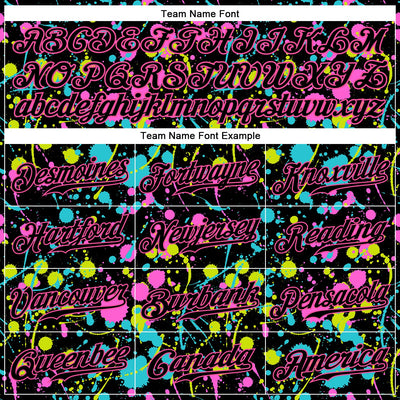 Custom Graffiti Pattern Black-Pink 3D Neon Splatter Authentic Baseball Jersey - Owls Matrix LTD