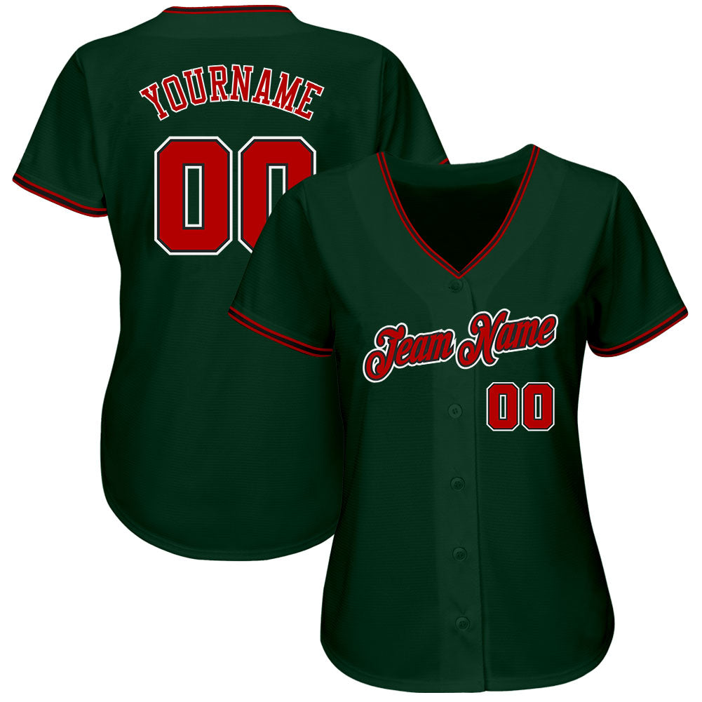 Custom Green Red-Black Authentic Baseball Jersey - Owls Matrix LTD