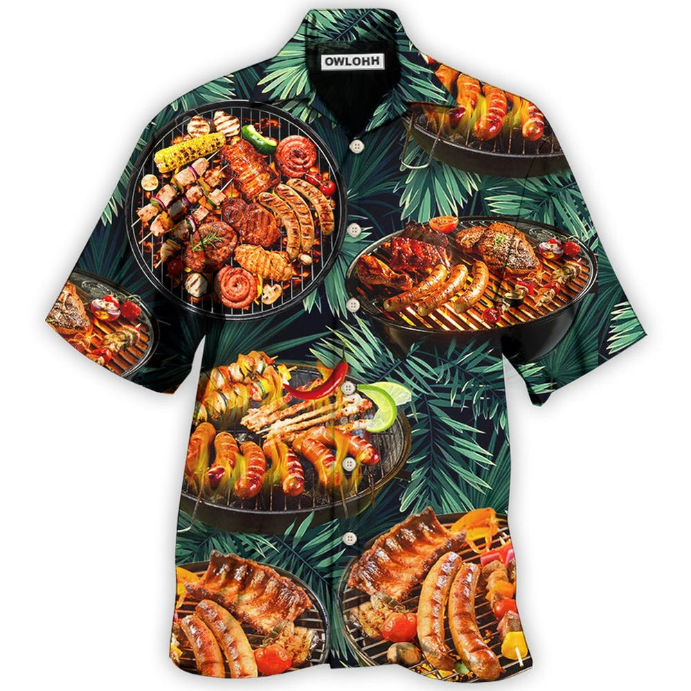 Hawaiian Shirt / Adults / S BBQ Grilled Tropical Leaf Style - Hawaiian Shirt - Owls Matrix LTD