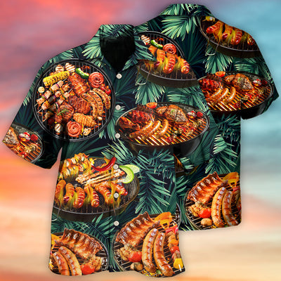 BBQ Grilled Tropical Leaf Style - Hawaiian Shirt - Owls Matrix LTD