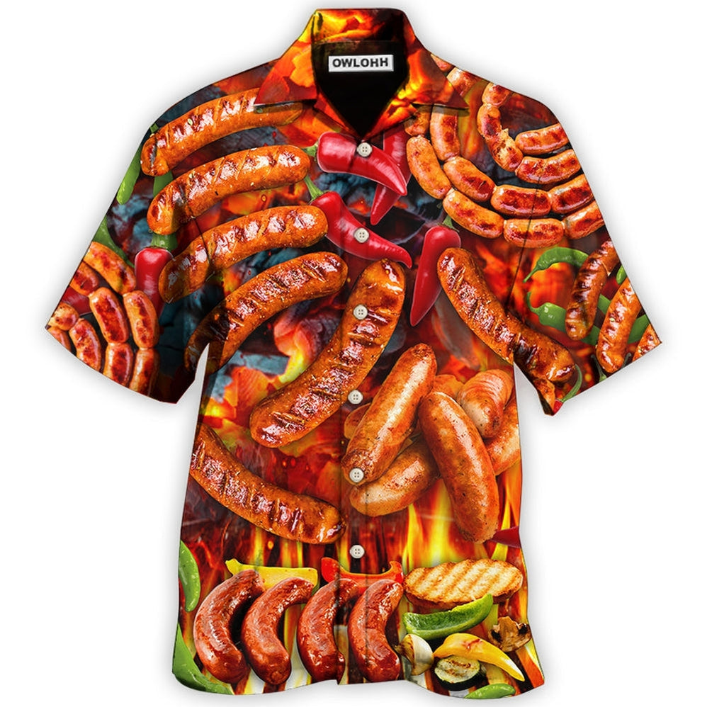 Hawaiian Shirt / Adults / S BBQ Hot Grilled Sausage Style - Hawaiian Shirt - Owls Matrix LTD