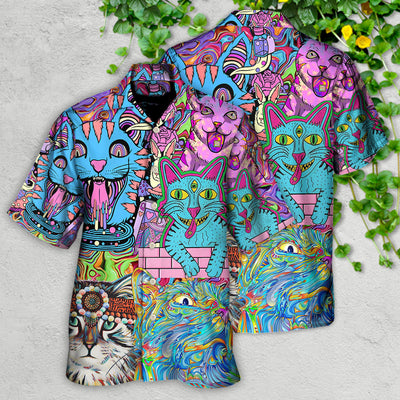 Hippie Cat Wonderful World - Hawaiian Shirt - Owls Matrix LTD
