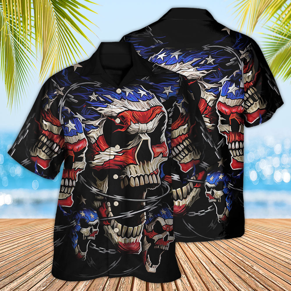 America Skull Love America Forever - Hawaiian Shirt - Owls Matrix LTD