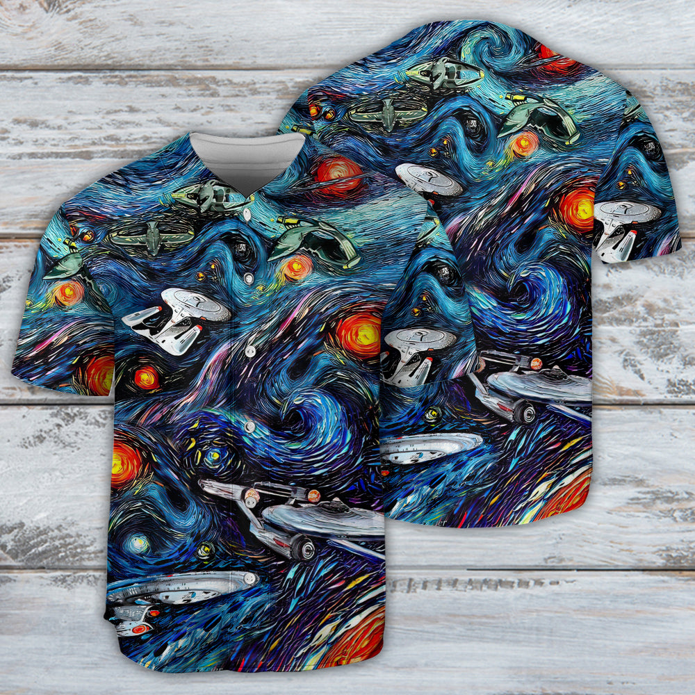 Star Trek Starry Night Fantaxy Ships - Baseball Jersey