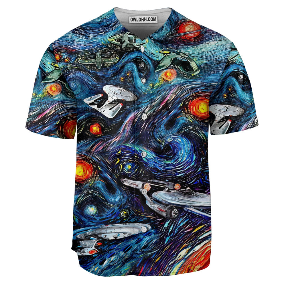 Star Trek Starry Night Fantaxy Ships - Baseball Jersey