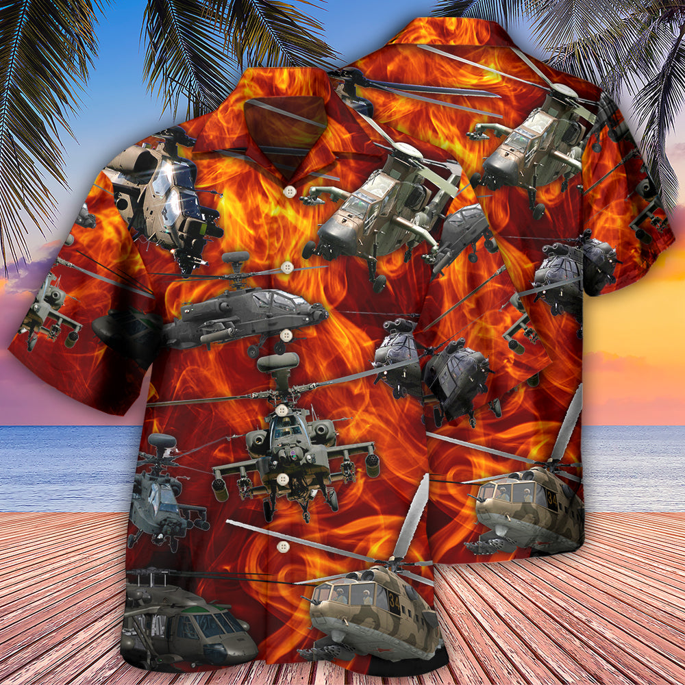 Helicopter On Fire - Hawaiian Shirt - Owls Matrix LTD