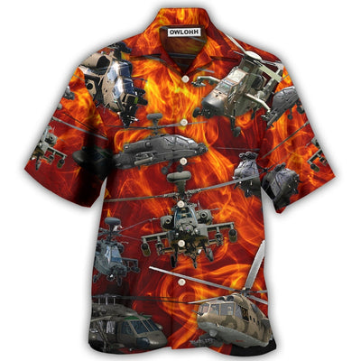 Hawaiian Shirt / Adults / S Helicopter On Fire - Hawaiian Shirt - Owls Matrix LTD