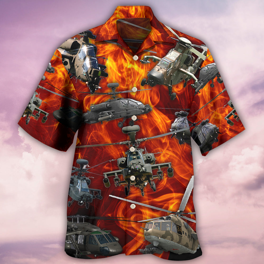 Helicopter On Fire - Hawaiian Shirt - Owls Matrix LTD