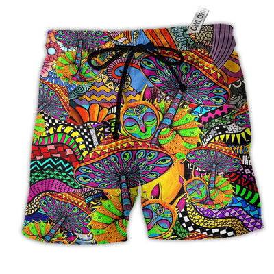 Beach Short / Adults / S Hippie Peaceful Life Color Style - Beach Short - Owls Matrix LTD