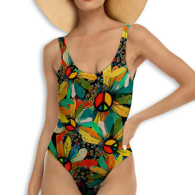 S Hippie Summer Vibes Flower - One-piece Swimsuit - Owls Matrix LTD