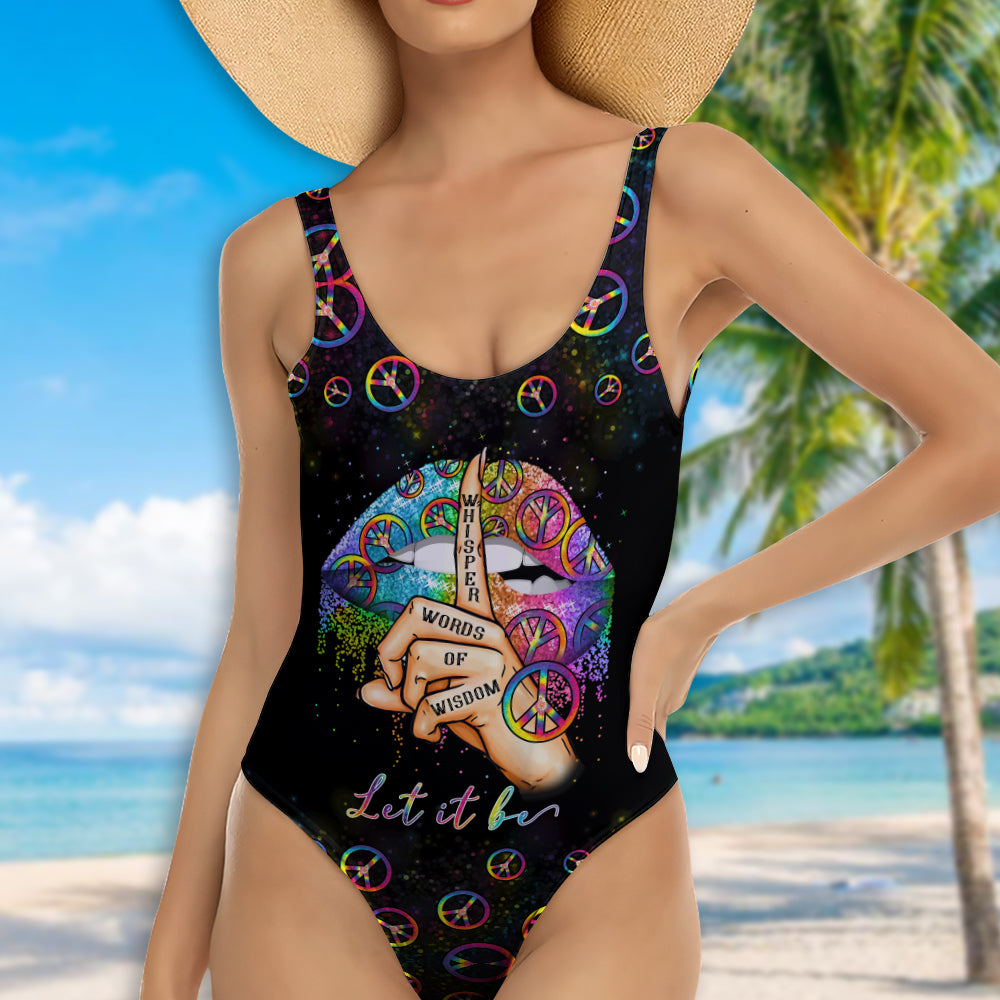 Hippie Summer Vibes Lips Colorful - One-piece Swimsuit - Owls Matrix LTD