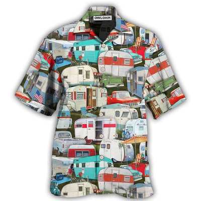 Hawaiian Shirt / Adults / S Camping Caravans Are Calling And I Must Go - Hawaiian Shirt - Owls Matrix LTD