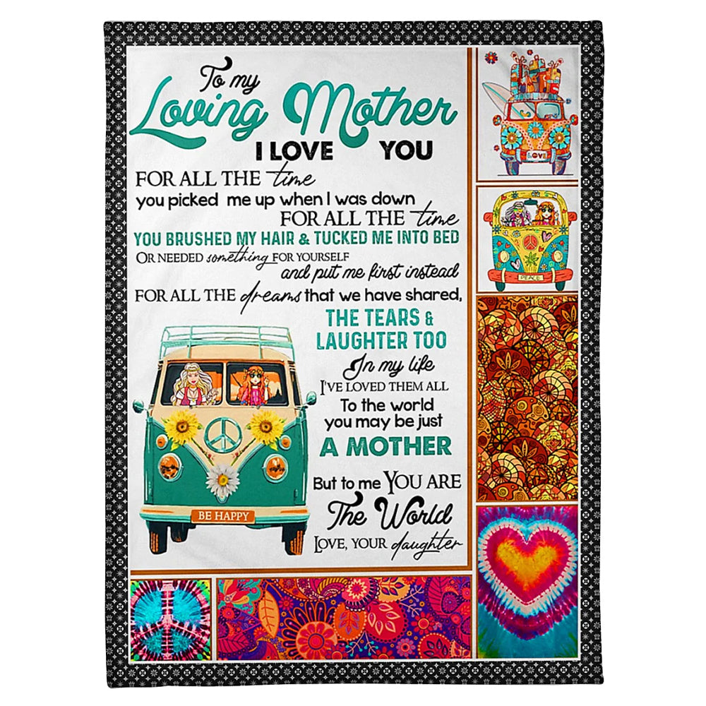 50" x 60" Hippie You Will Always Be My Loving Mother - Flannel Blanket - Owls Matrix LTD