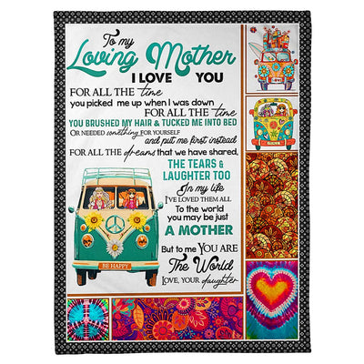 50" x 60" Hippie You Will Always Be My Loving Mother - Flannel Blanket - Owls Matrix LTD