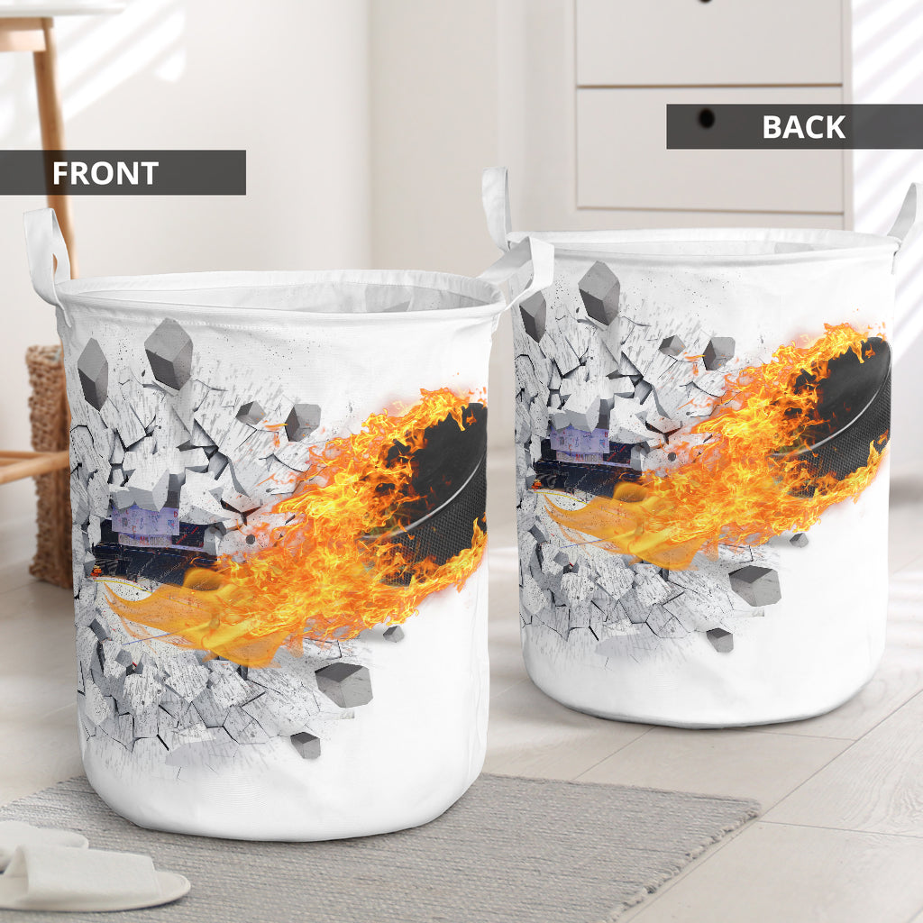 Hockey Fire Flying - Laundry Basket - Owls Matrix LTD