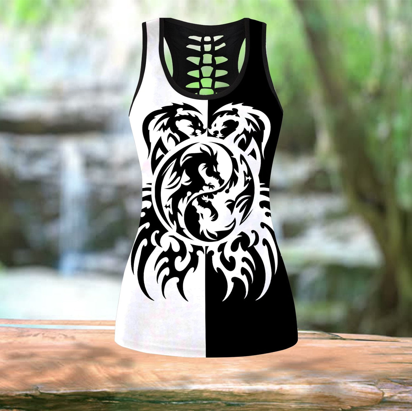 Dragon Black And White Dragon Tattoo Art - Tank Top Hollow - Owls Matrix LTD