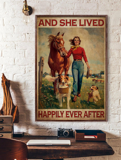 Horse And She Lived Happily Ever After With Classic - Vertical Poster - Owls Matrix LTD
