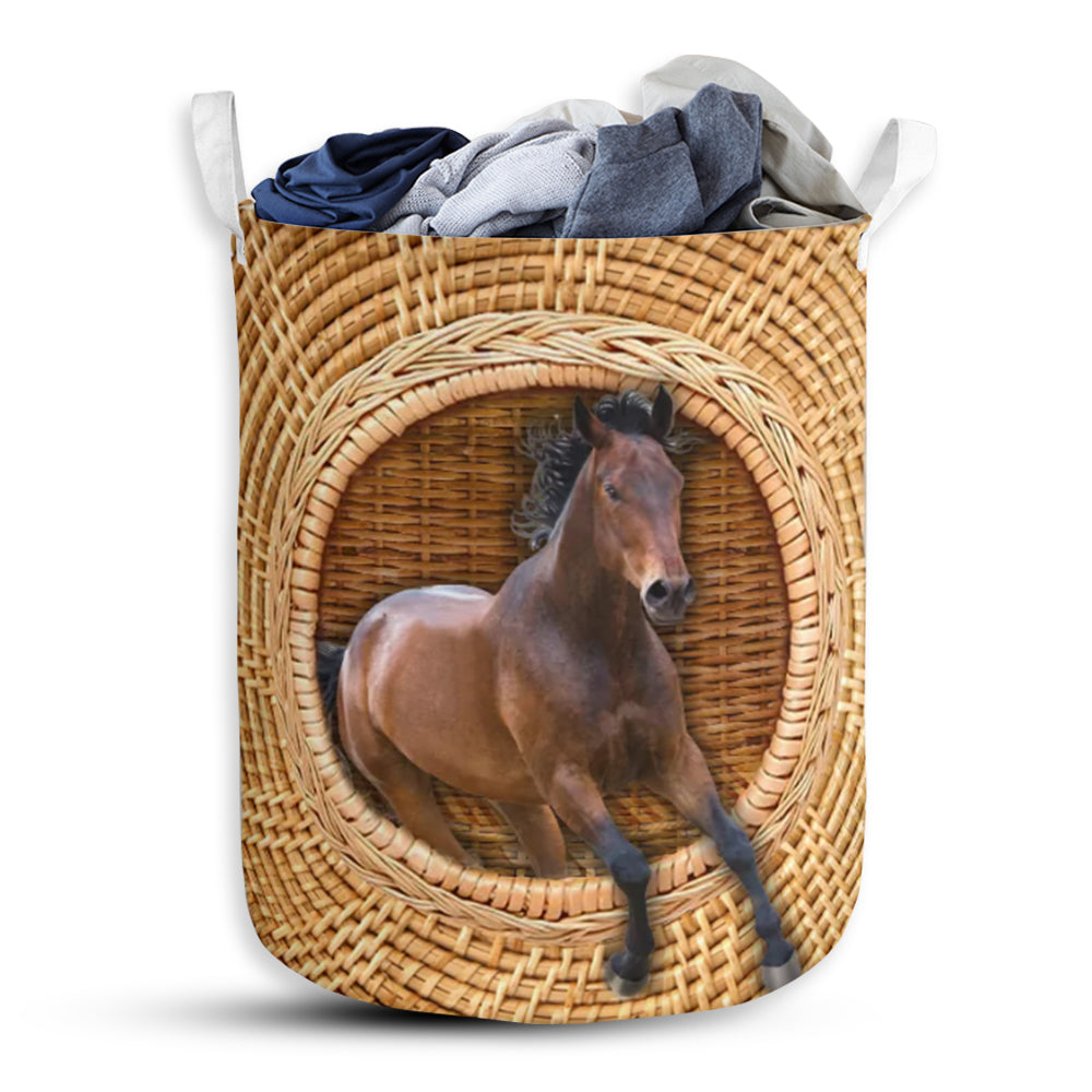 Horse Bamboo Wave Style - Laundry Basket - Owls Matrix LTD