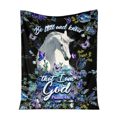 50" x 60" Horse Be Still And Knowing That I Am God Horse - Flannel Blanket - Owls Matrix LTD
