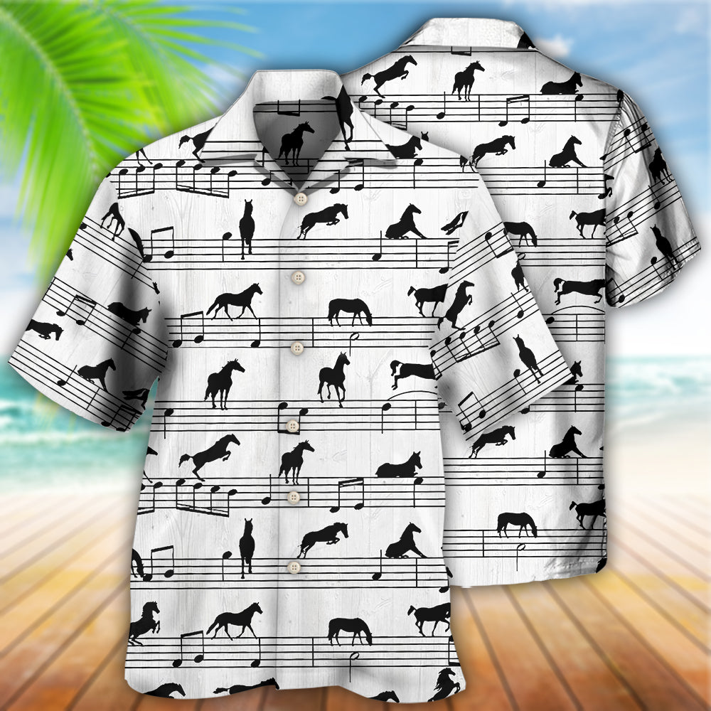 Horse Music Notes - Hawaiian Shirt - Owls Matrix LTD
