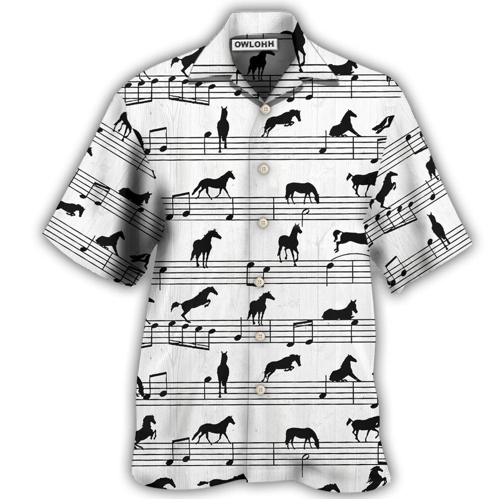 Hawaiian Shirt / Adults / S Horse Music Notes - Hawaiian Shirt - Owls Matrix LTD