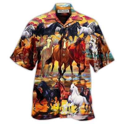 Hawaiian Shirt / Adults / S Horse Run Run - Hawaiian Shirt - Owls Matrix LTD