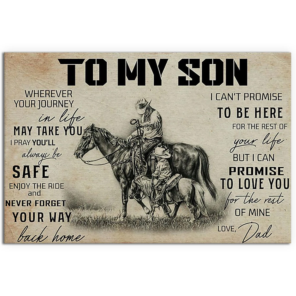12x18 Inch Horse To My Son Promise To Love You - Horizontal Poster - Owls Matrix LTD