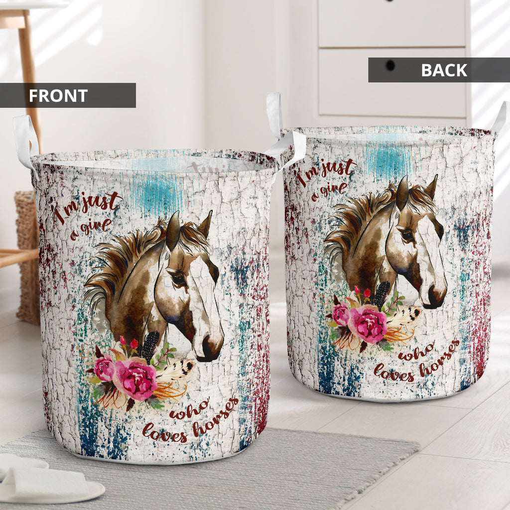 Horse Grunge Wood - Laundry Basket - Owls Matrix LTD