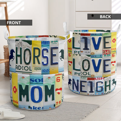 Horse Mom Live Love License Plate - Laundry Basket - Owls Matrix LTD