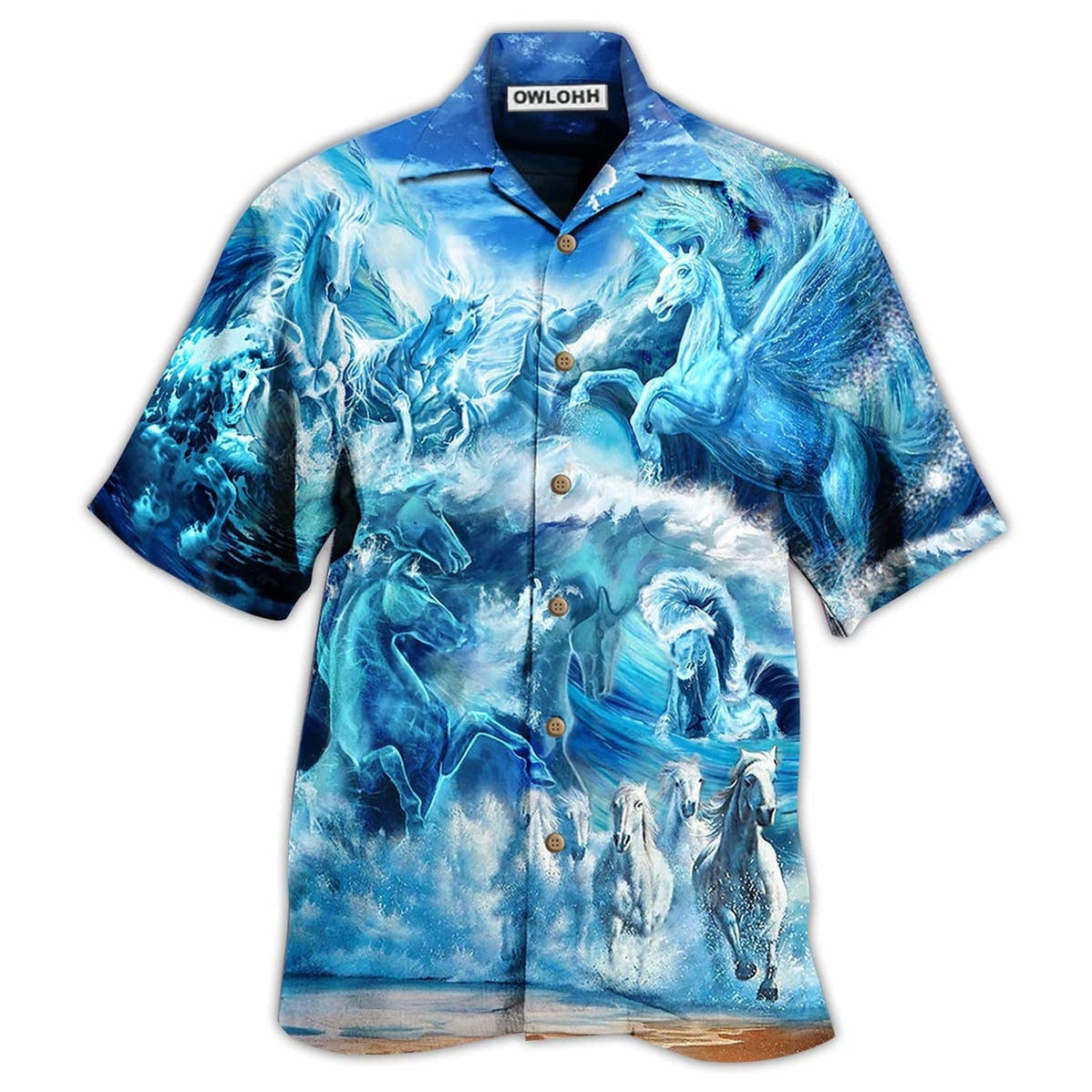 Hawaiian Shirt / Adults / S Horse Run To The Sea And Free The Souls - Hawaiian Shirt - Owls Matrix LTD