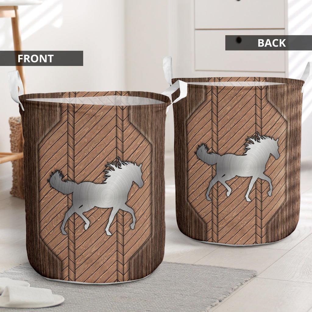 Horse Wood We Love Wood - Laundry Basket - Owls Matrix LTD