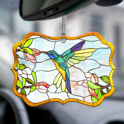 Hummingbird Stained Glass Style - Horizontal Ornament - Owls Matrix LTD