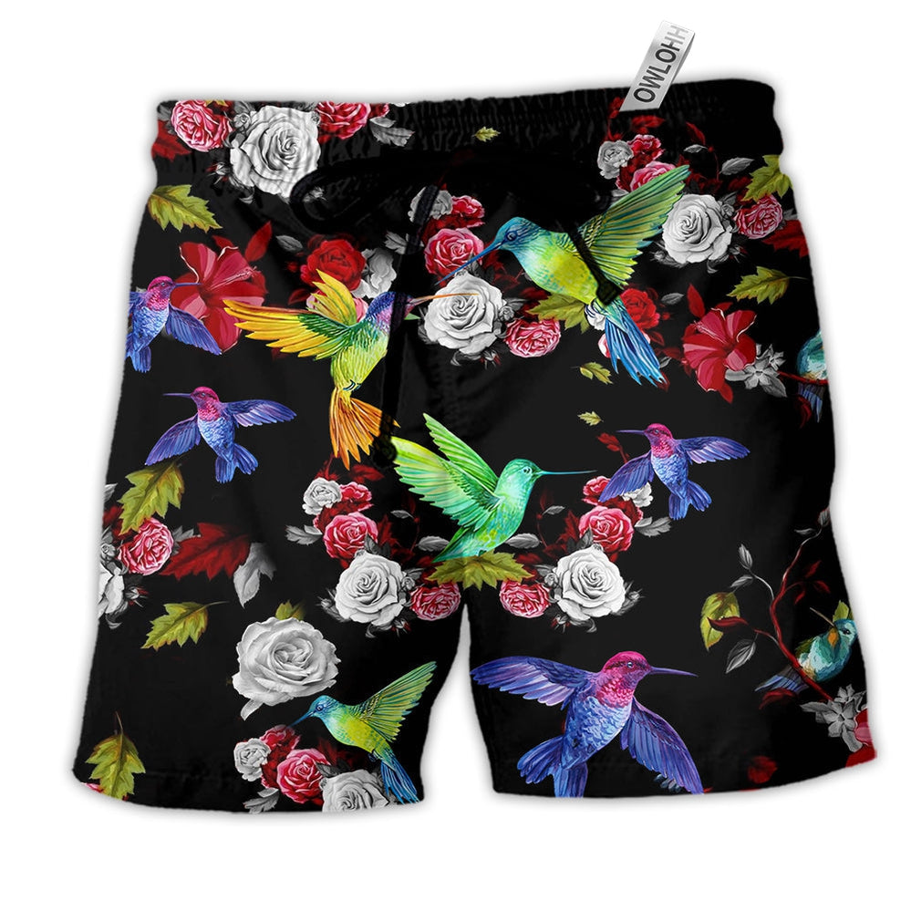 Beach Short / Adults / S Hummingbird Amazing Floral Style - Beach Short - Owls Matrix LTD