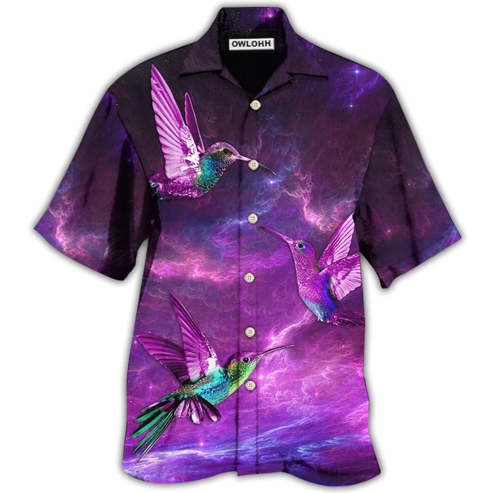 Hawaiian Shirt / Adults / S Hummingbird Love Sky In Purple - Hawaiian Shirt - Owls Matrix LTD