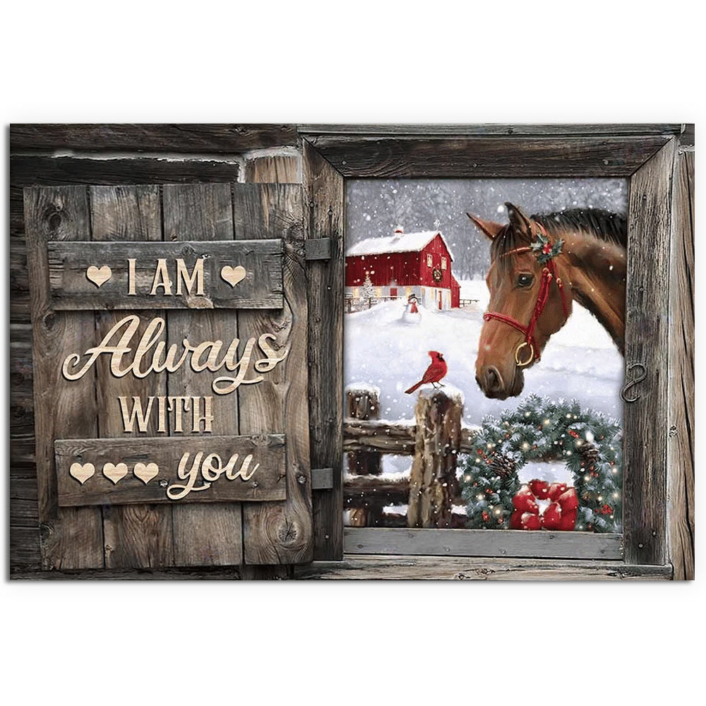 12x18 Inch Horse I Am Always With You Memorial Christmas - Horizontal Poster - Owls Matrix LTD