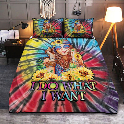 Hippie I Do What I Want Sunflower Hippie Girl - Bedding Cover - Owls Matrix LTD