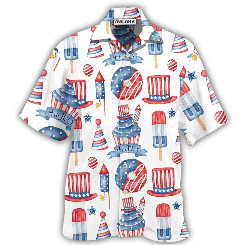 Hawaiian Shirt / Adults / S America Independence Day Basic Art Style - Hawaiian Shirt - Owls Matrix LTD