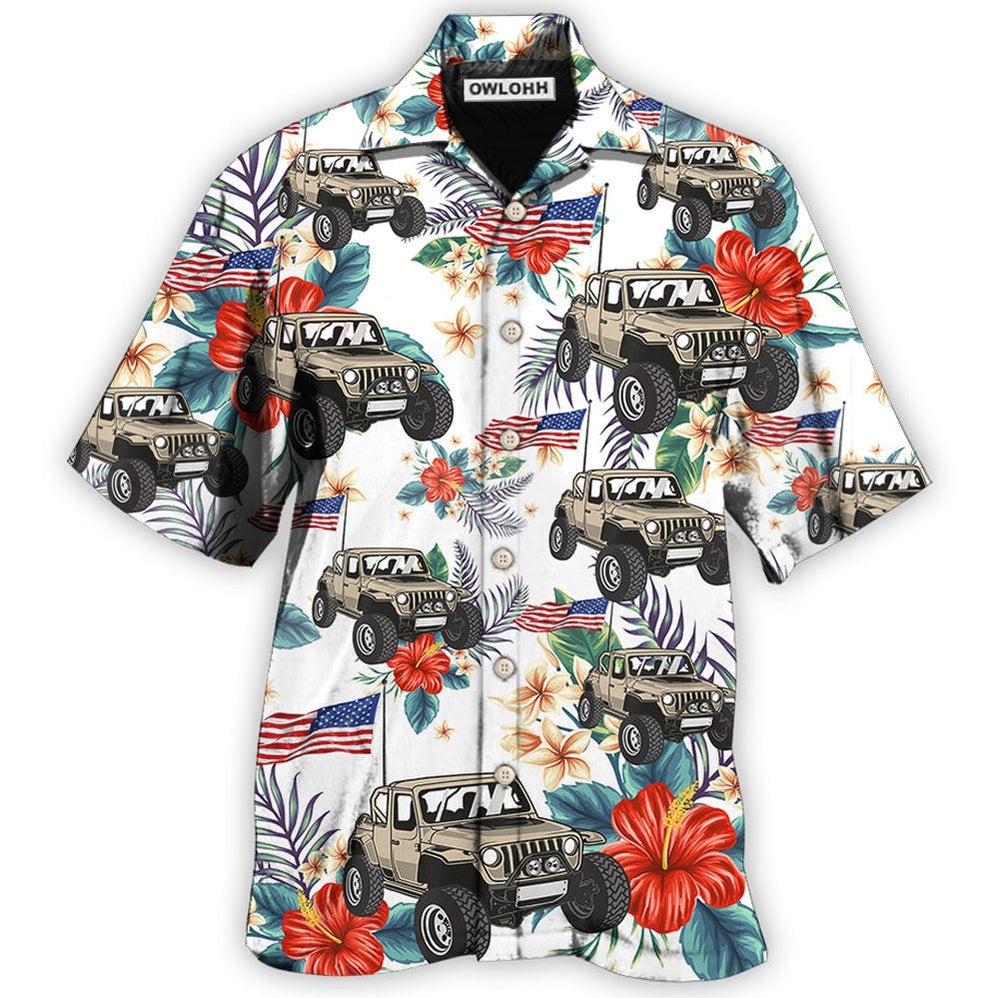Hawaiian Shirt / Adults / S Jeep Independence Day Flower Style - Hawaiian Shirt - Owls Matrix LTD